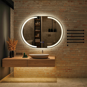 Огледало за баня с LED осветление и функция против изпотяване Лазур