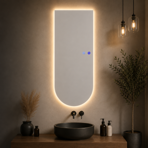 Огледало за баня с LED осветление и функция против изпотяване Краун-65x145cm